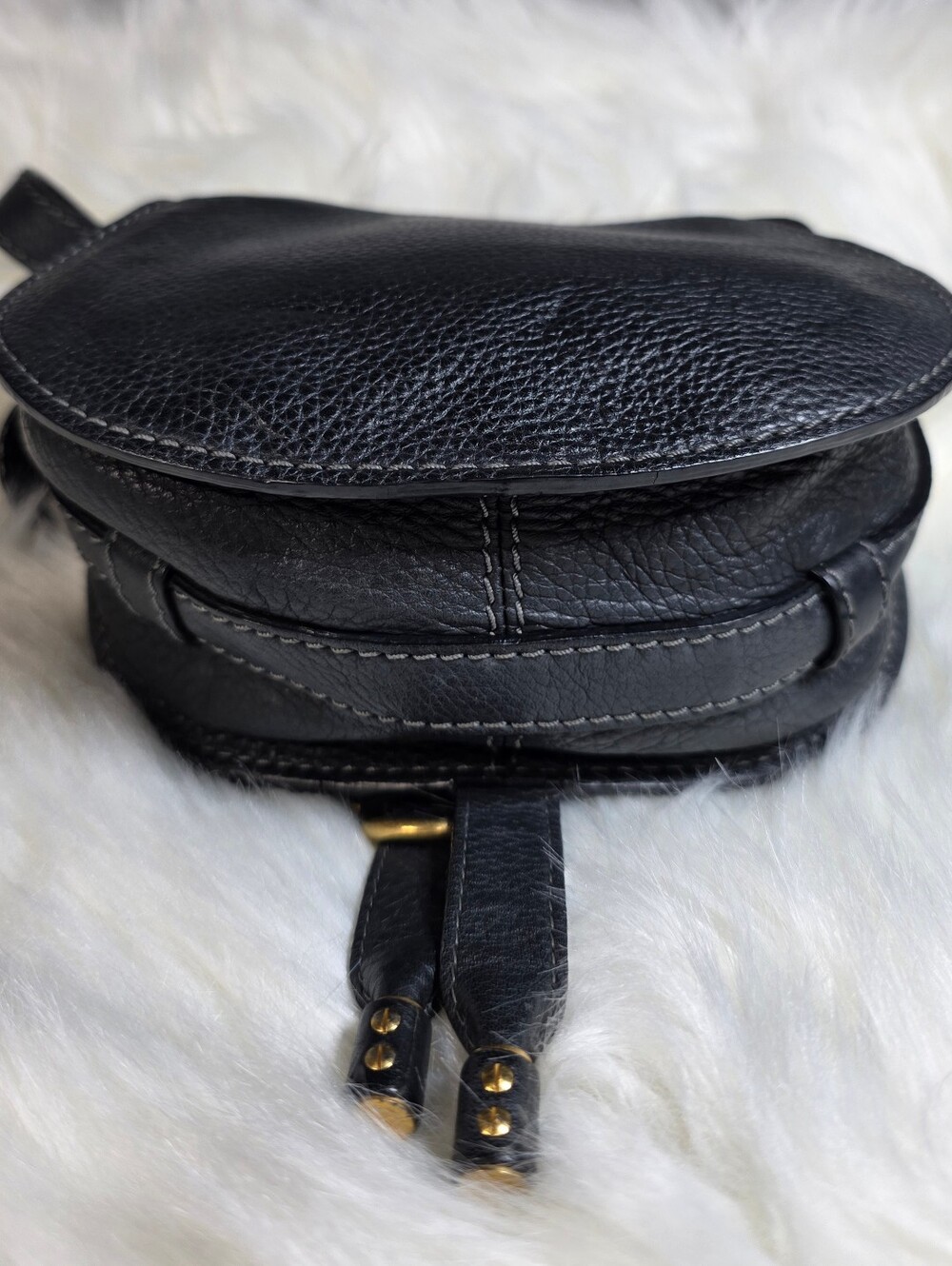 Chloé Marcie Small saddle bag in Black grained leather - Picture 14 of 14